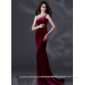 Alibaba Elegant Long New Designer One Shoulder Purple Color Light Satin Sheath Evening Dresses Or Bridesmaid Dress LE22